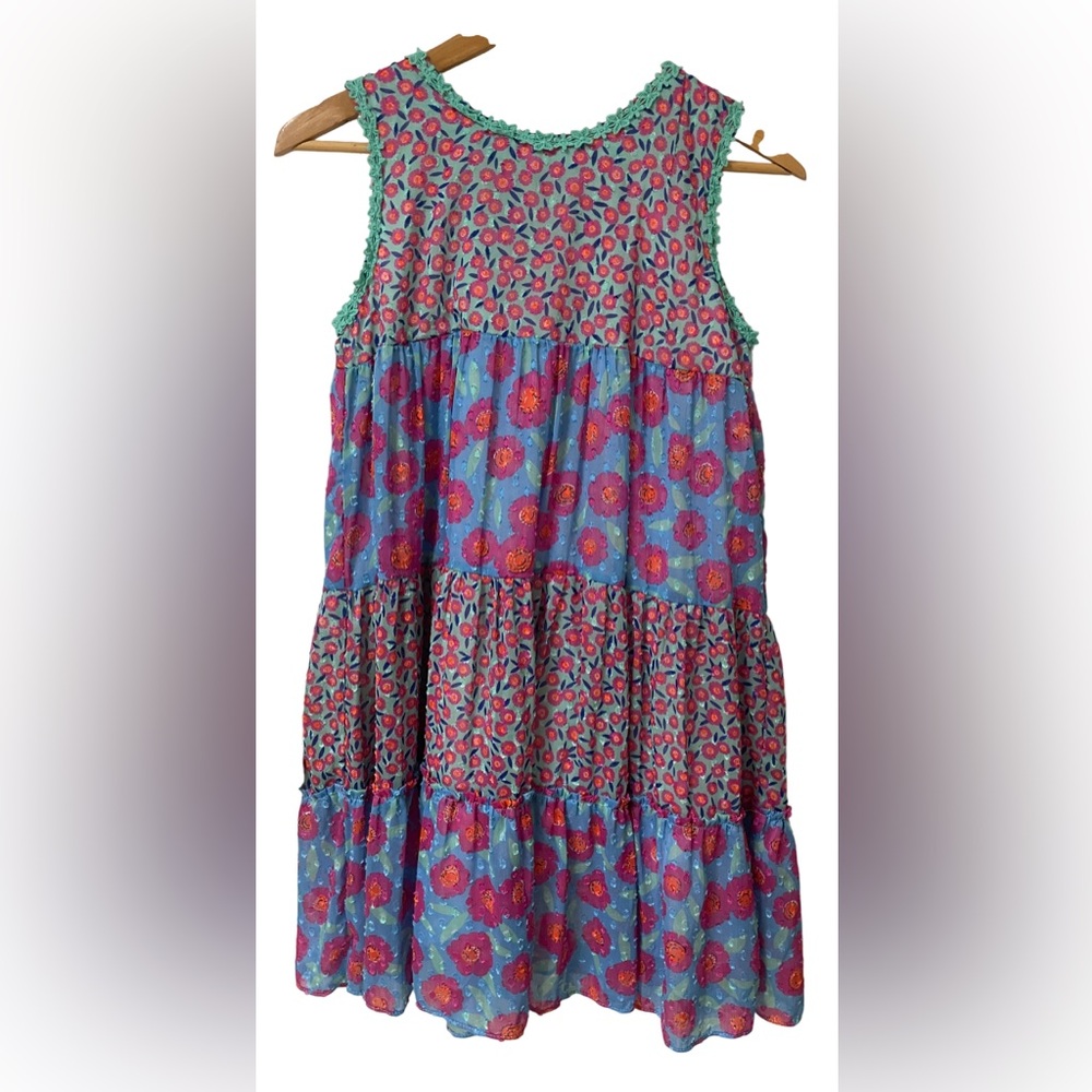 Kate Spade Dress Girl’s 14Y Floral Chiffon Tiered Trapeze Colorful Boho Designer